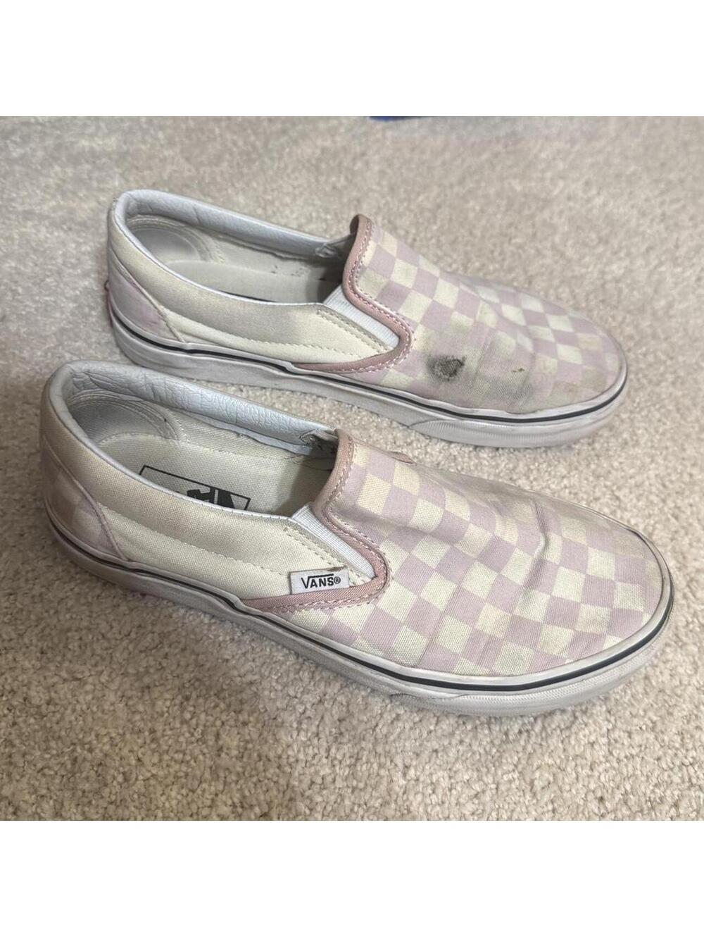 Pre-owned Light Pink Checkerboard slip on classic Vans